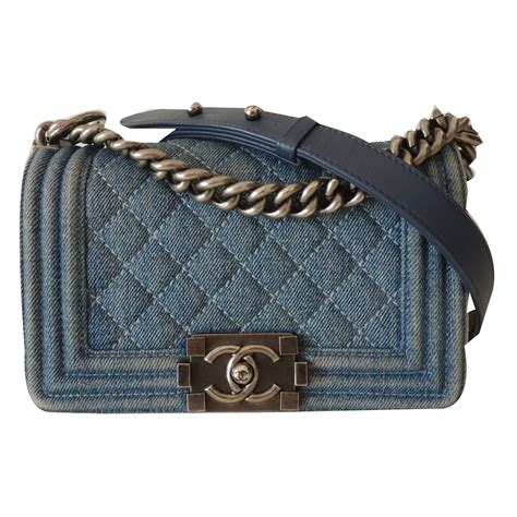 chanel boy bag denim|Chanel denim shopping bag.